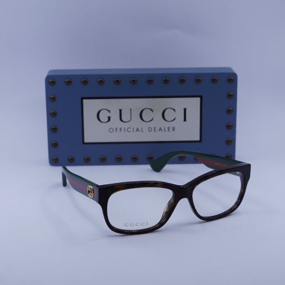 Gucci GG0278O 012 Rectangle Eyeglasses - Havana 55mm - Picture 1 of 11